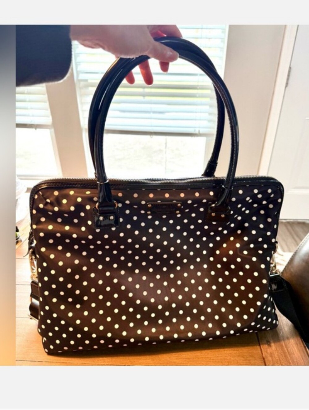Kate Spade Polka Dot Black Nylon Lap Top Bag with Crossbody Strap